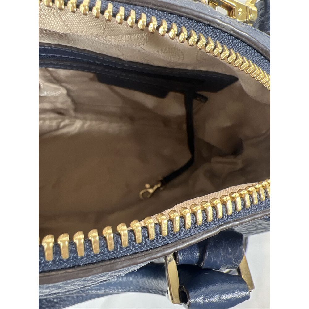 Michael Kors Large Dome Satchel Leather Handbag - Pebbled Navy - Picture 15 of 16